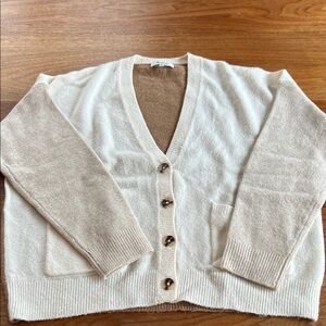 Madewell Cream and Tan Cardigan Sweater